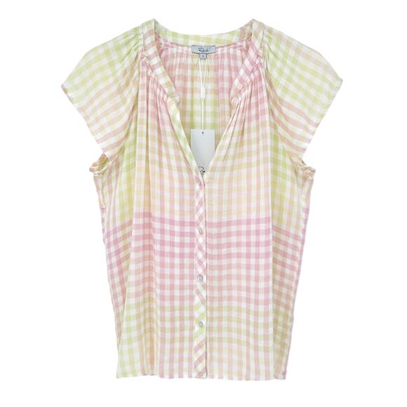 Rails Tops - RAILS Alena SS Button Down in Lemon Raspberry S